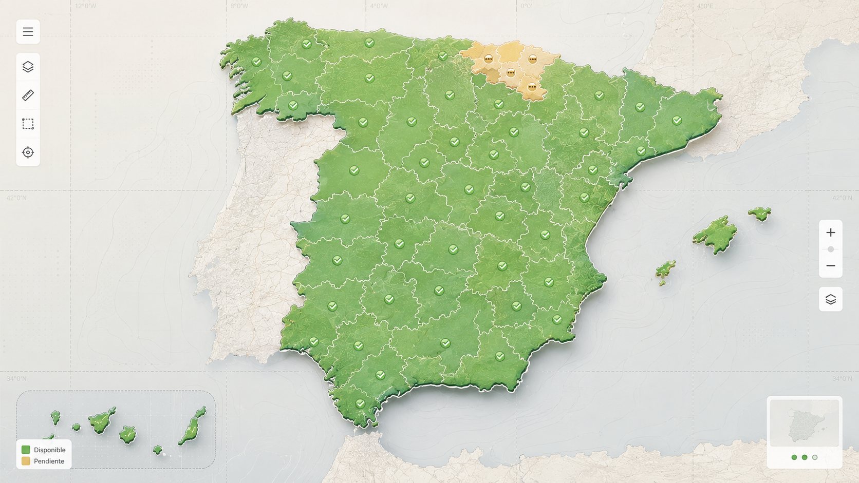 Todas las provincias disponibles ya están cargadas en MarcoMap
